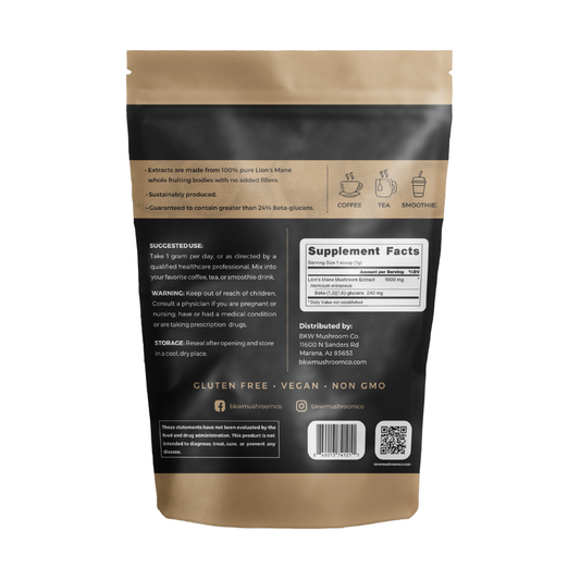 Lion's Mane Mushroom Powder - Dual Extraction for Cognitive and Memory Support