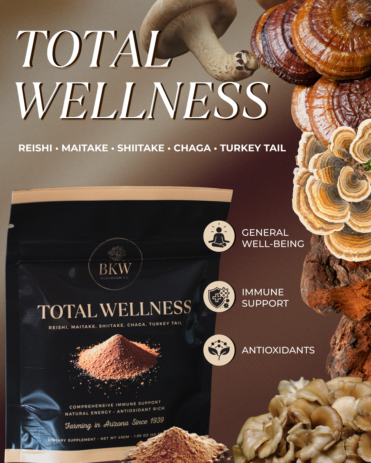 Total Wellness Mushroom Powder – Dual Extract